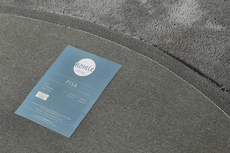 Teppich Rund Grau Hochflor Pisa Homie Living 120 cm rund