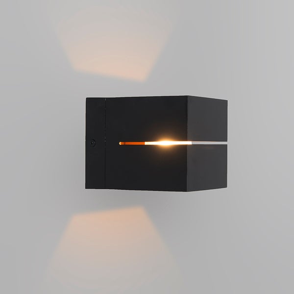 Set mit 2 modernen Wandlampen in Schwarz mit goldenem Innenleben, 9,7 cm – Transfer Groove