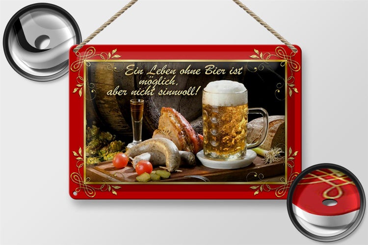 Blechschild Spruch 30x20cm Leben ohne Bier ist sinnlos