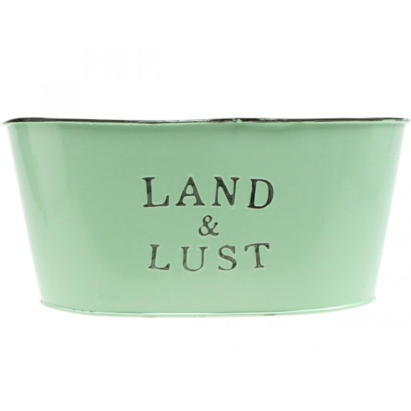 Dekorative Pflanzschale mit der Aufschrift Land und Lust