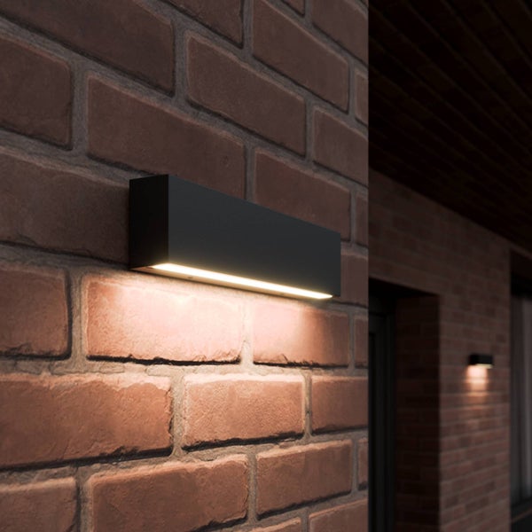 Lucande LED Wandleuchte außen Elvira (Modern) in Schwarz aus Aluminium (1 flammig, ) - Außenwandleuchten Wandlampe Led Außenlampe Outdoor für Außenwand/Hauswand Haus Terrasse &