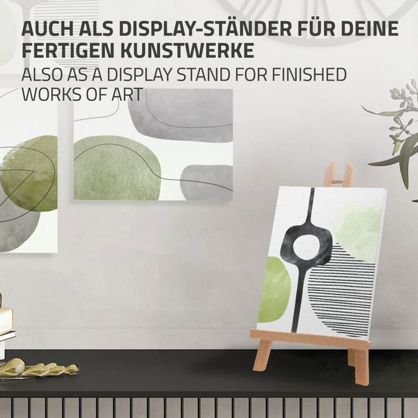 ECD Germany Tischstaffelei klappbar, Sitzstaffelei verstellbar aus Holz, Mini Staffelei zum Malen für Leinwänden & Keilrahmen bis 40cm, Tragbare Mal- und Ausstellungsstaffelei Holzstaffelei Bildhalter
