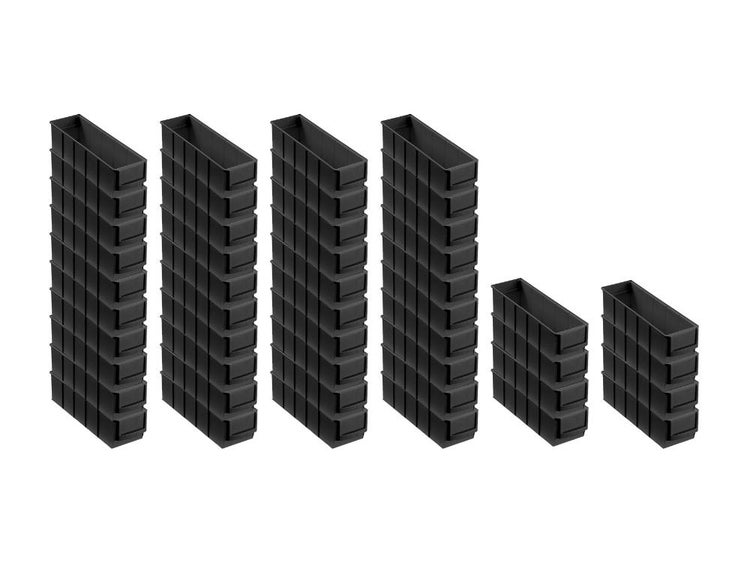 PROREGAL SuperSparSet 48x Leitfähige Indurstriebox 300 S HxBxT 8,1 x 9,1 x 30 cm 1,6 Liter ESD Sortimentskasten