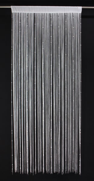 FRANK FLECHTWAREN | Fadenvorhang Weiße Perlen, POLYESTER, GH 220 cm, Breite 90 cm
