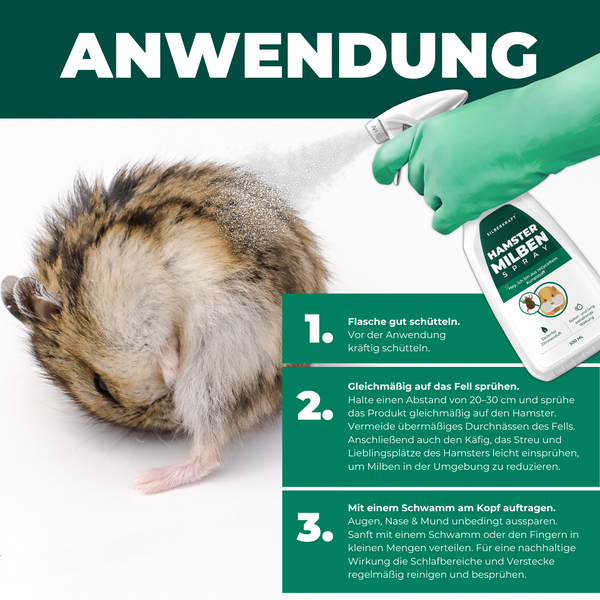 Silberkraft Milbenspray Hamster 500 ml – Milbenmittel für Hamster, Meerschweinchen & Nager, hochwirksame Milbenabwehr für Fell & Käfig, Sofort- & Langzeitschutz, hergestellt in Deutschland