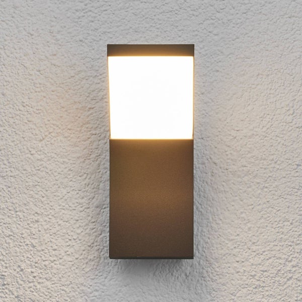 Lucande LED Wandleuchte außen Timm (spritzwassergeschützt (Modern) in Schwarz aus Aluminium (1 flammig, ) - Außenwandleuchten Wandlampe Led Außenlampe Outdoor für Außenwand/Hauswand