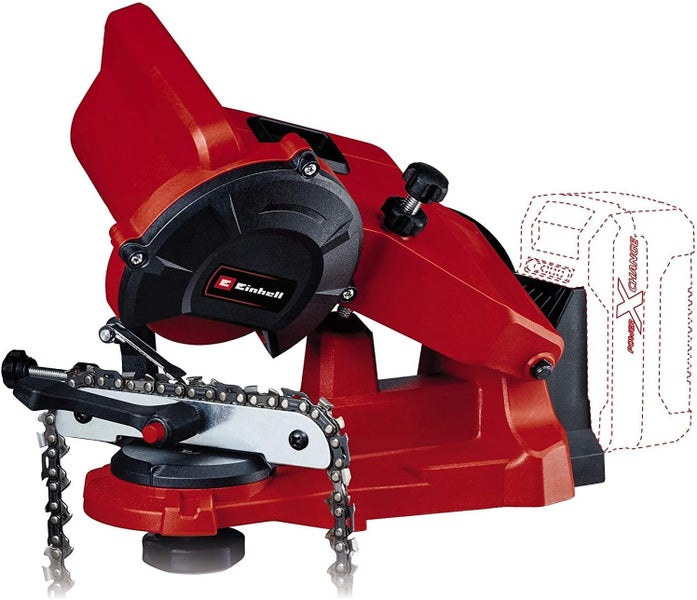 Akku-Kettensägeschärfgerät von Einhell zum Schärfen von Sägeketten, kompatibel mit dem Power X-Change System.