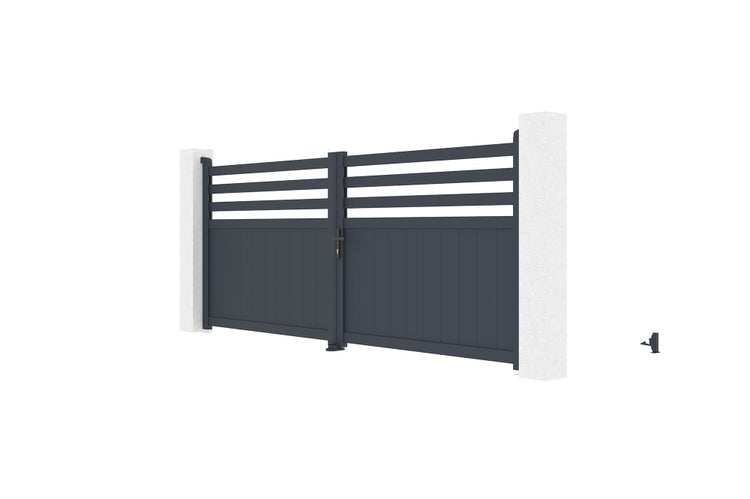 Flügeltor 3,4 m NEVIS H.140 graues Aluminium