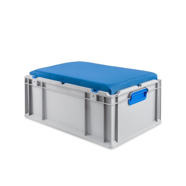 PROREGAL Eurobox NextGen Seat Box Blau HxBxT 26,5 x 40 x 60 cm 44 Liter Griffe Geschlossen Eurobehälter Sitzbox Transportbox