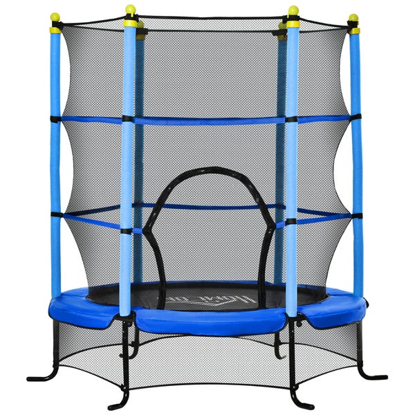 HOMCOM Trampolin für Kinder, 163cm x 163cm x 163cm, Stahl, Blau bis 50 kg