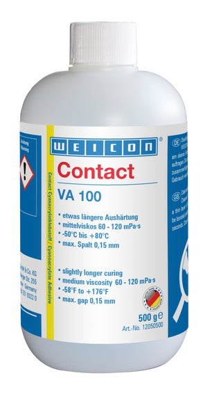 WEICON VA 100 Cyanacrylat-Klebstoff | Sekundenkleber für Metall, Kunststoff und Gummi | 0,5 kg