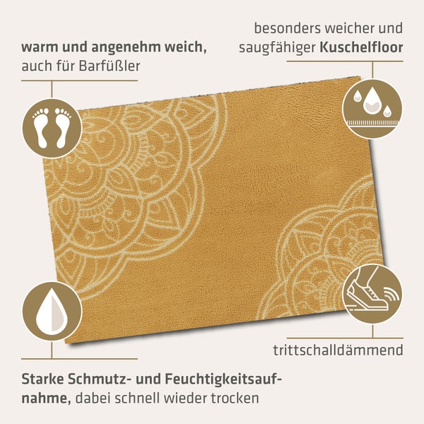 Akzente Feel Badematte mit Motiv in Gelb Fußmatte 70 x 100 cm, rutschfest, saugfähig