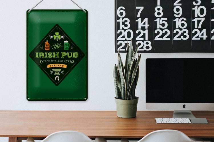 Blechschild Spruch Ireland Irish Pub Whiskey Beer 20x30cm