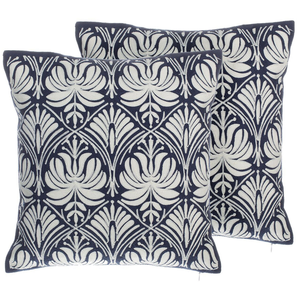 Dekokissen 2er Set NEMESIA Baumwolle 45 x 45 cm Dunkelblau Ikates Muster