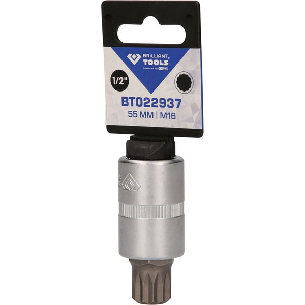 BRILLIANT TOOLS 1/2 Vielzahn-Bit-Stecknuss 55 mm lang M16 - BT022937