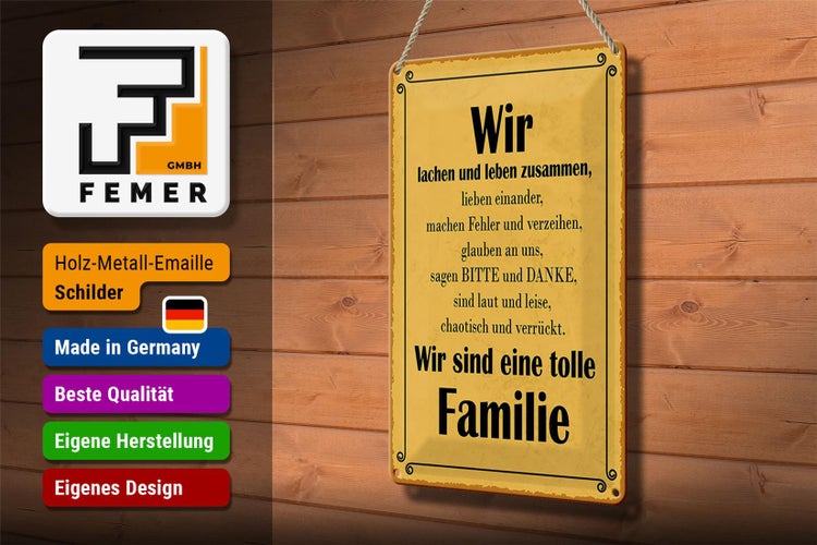 Blechschild Spruch 20x30cm wir sind eine tolle Familie