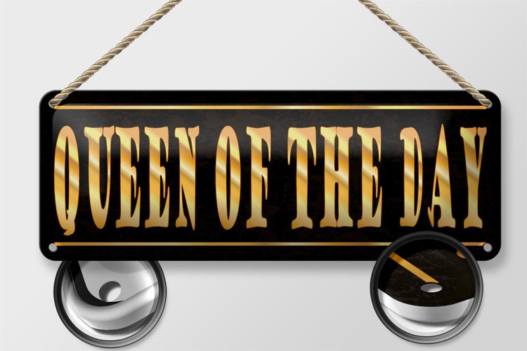 Blechschild Spruch 27x10cm Queen of the Day Königin Dekoration