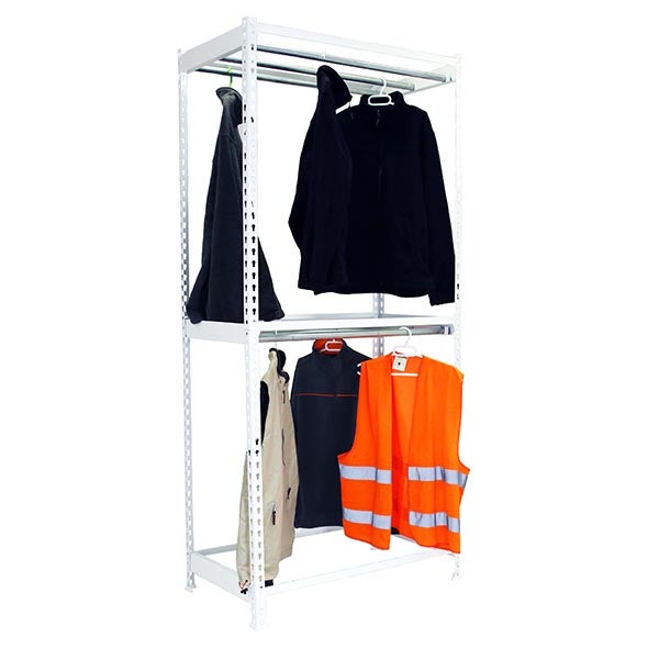 PROREGAL Kleiderstangenregal Metal Doppel HxBxT 300 x 120 x 75 cm Weiß Kleiderständer Garderobe Klamottenregal Stangenregal Regal