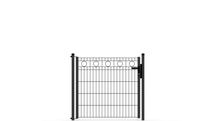 Zauntor ZAUNGURU ECO-Line Kreis aus Metall, Höhe: 103cm, Breite: 123cm, 1-flügelig inkl. Pfosten, Locinox-Schloss und Zubehör, Feuerverzinkt und zusätzlich in RAL 7016 Anthrazitgrau pulverbeschichtet