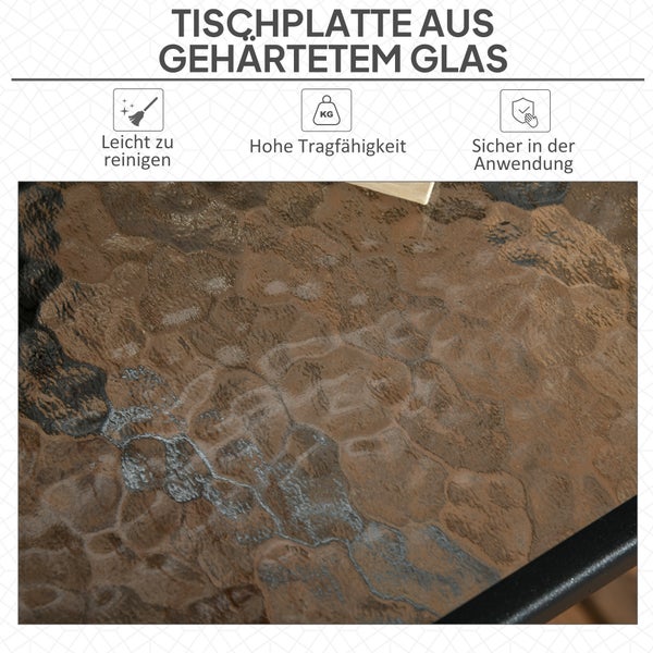 Outsunny Gartentisch Abnehmbar Metall 76x76 cm Wetterfest quadrarisch Balkontisch mit Schirmloch, rutschfest Buffettisch Campingtisch Terrassentisch für Outdoor Garten, Terrasse Balkon Schwarz