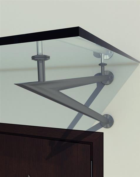 Glaswerk-Westfalen (3V) 250x90 cm Milchglas Glasvordach inkl. Edelstahlhalter RAL 7016