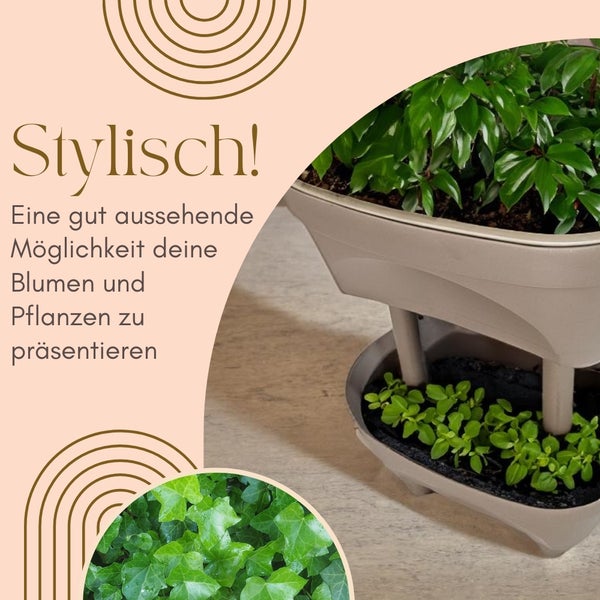 Blumentopf groß draußen Erdbeertopf Pflanzturm Blumentopf hoch Pflanzsäule Kräutertopf Balkon Pflanzkübel Kräuterturm Pflanztopf Outdoor Säulentopf