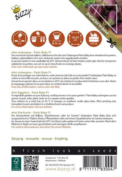 Mini Aubergine Patio Baby F1 Saatguttüte