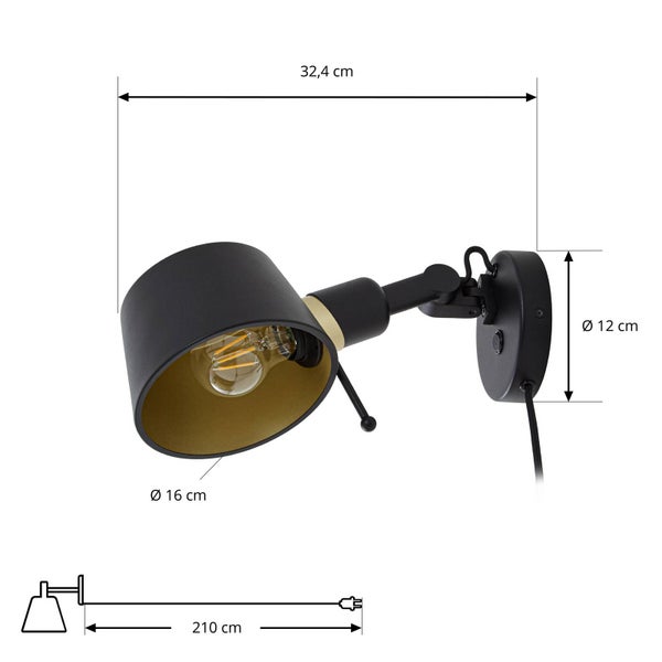 Wandleuchte mit Maßen