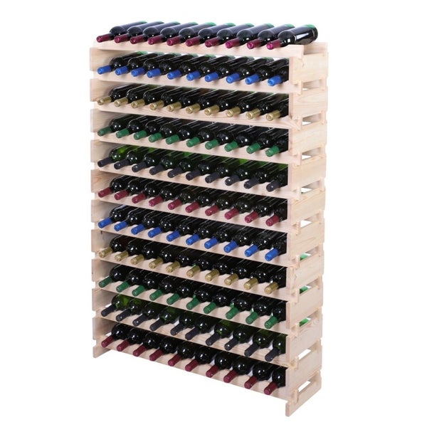 Weinregal VINOTECA FLEX PRO HxBxT 149x103x28 110 Flaschen auf 11 Ebene Massives Kiefernholz Natur unbehandelt
