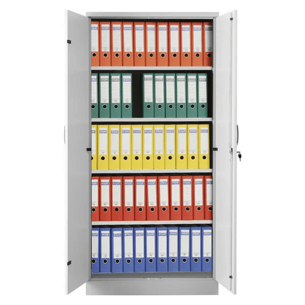 PROREGAL Aktenschrank Beetle 4 Fachböden HxBxT 195 x 92 x 42 cm Silber & Grau