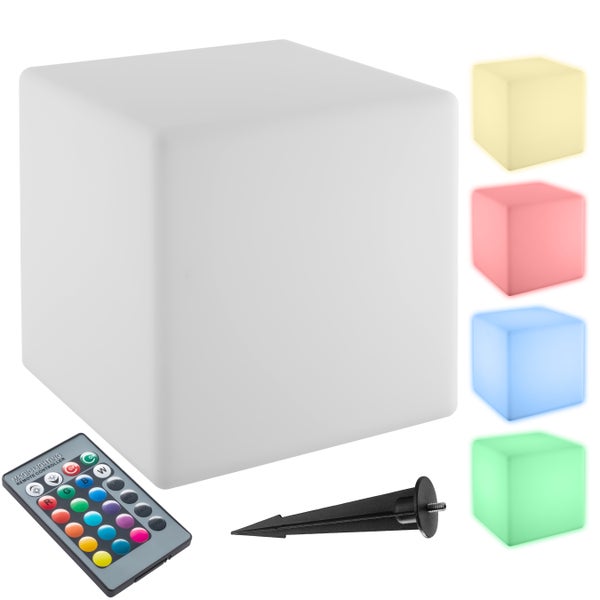 tectake Luminous Cube Leuchtwürfel Luminous Cube, LED, mit Fernbedienung  Belastbarkeit 100 kg, inkl. Erdspieß weiß