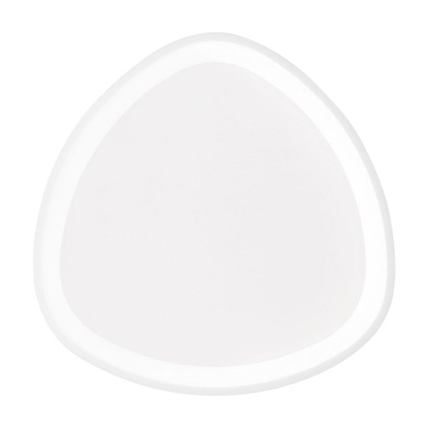 Dreieckige Deckenleuchte mit abgerundeten Ecken in Weiß für den Innenbereich.