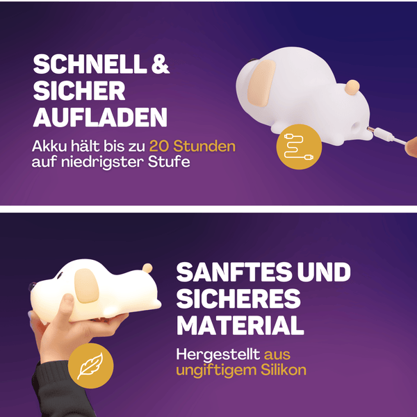 Vulpes Goods Nachtlicht für Kinder mit Touch-Bedienung und 8 Farben - Silikon-LED-Nachtlicht für das Kinderzimmer - USB