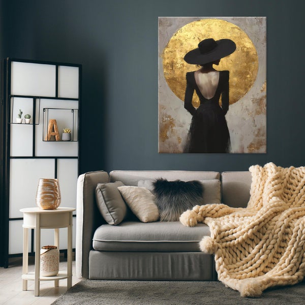 Leinwandbild Frau Abstrakt Gold Schlafzimmer Wohnzimmer Bilder 120x80 cm