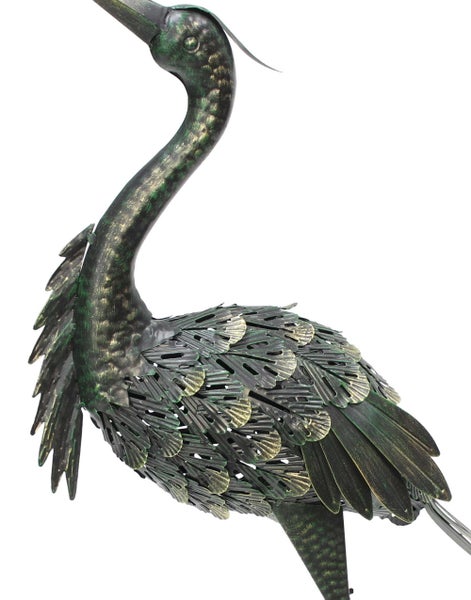 FRANK FLECHTWAREN | Metallvogel Reiher, METALL, 32 x 20 x 90 cm