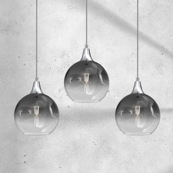 Pendelleuchte Hängeleuchte Mariopa P3 Silber 3 x E27 Metall + Glas 60 cm 11163