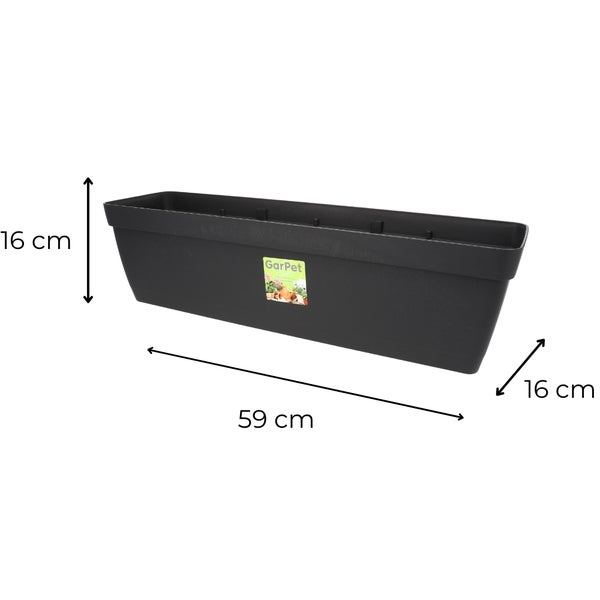 Blumenkasten Balkongeländer Balkon Blumenkasten Balkonkasten mit Halterung Balkonkasten Geländerkästen Balkonkasten mit Wasserspeicher 60 cm anthrazit