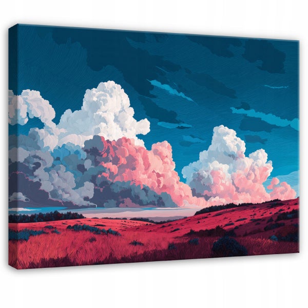 Gemälde einer Landschaft mit Wolken und Feld