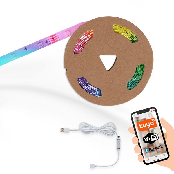 Briloner Leuchten USB SMART - LED Bänder - 2309150 - Musiksensor - Sprachsteuerung - Kürzbar - Selbstklebend - 500 x 10 cm (LxB)