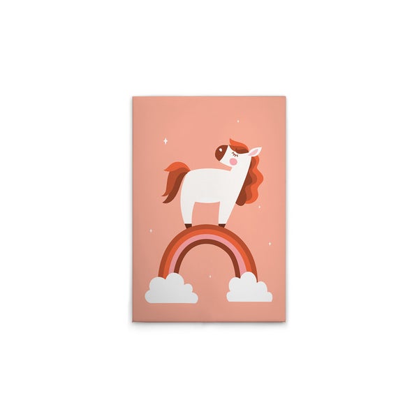 Leinwandbild mit Einhorn auf Regenbogen