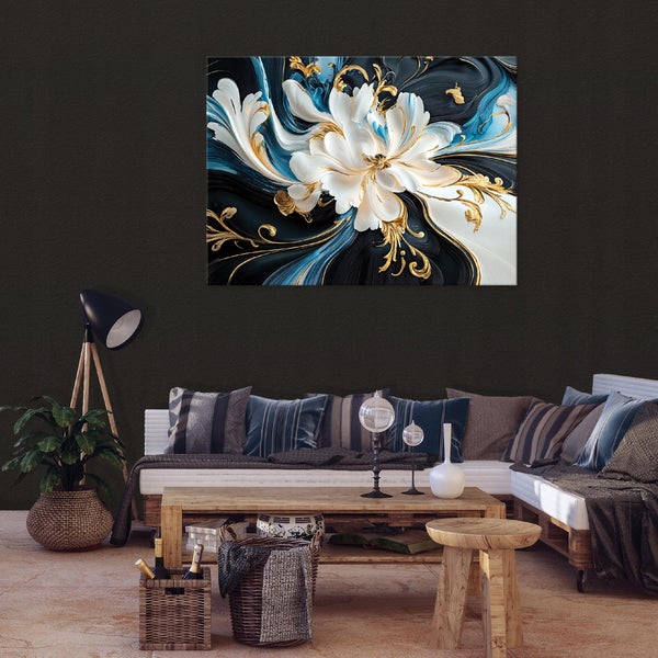 Leinwandbild Abstrakt Blumen Bilder Modern Wandbild Wohnzimmer 120X80 cm