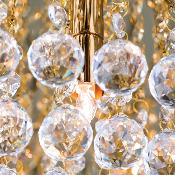 Deckenluster Kristall 6-flammig gold
