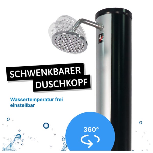 Gartendusche mit schwenkbarem Duschkopf und freier Temperatureinstellung