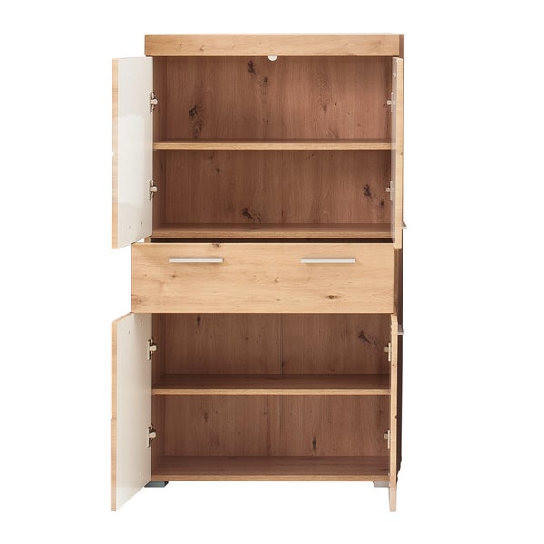 AmandaMando Bad Standtype Stauraum 4 Türen, 1 Schublade Eiche Dekor. 73 X 31 X 132 cm