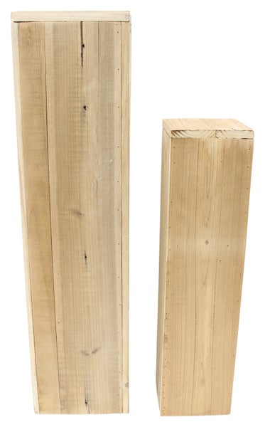 FRANK FLECHTWAREN | Säule Rustikal, 2er Set, HOLZ, 15 x 15 x 60 cm, 20 x 20 x 79 cm