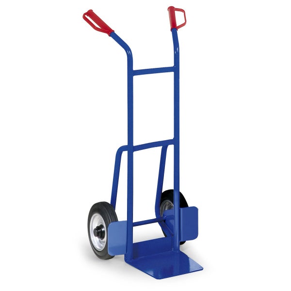 Sackkarre aus Stahl mit zwei Rädern und Griffen.