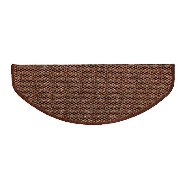 FLOORDIREKT Stufenmatte Kalkutta - Sisaloptik - Schlingenpol - Selbstklebend - Braun - Halbrund - 23,5 x 65 cm
