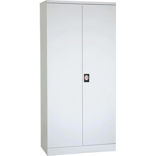 PROREGAL Flügeltürenschrank Badger 4 Fachböden Eurolock Griff Sockel HxBxT 195 x 120 x 42 cm Grau Lackiert