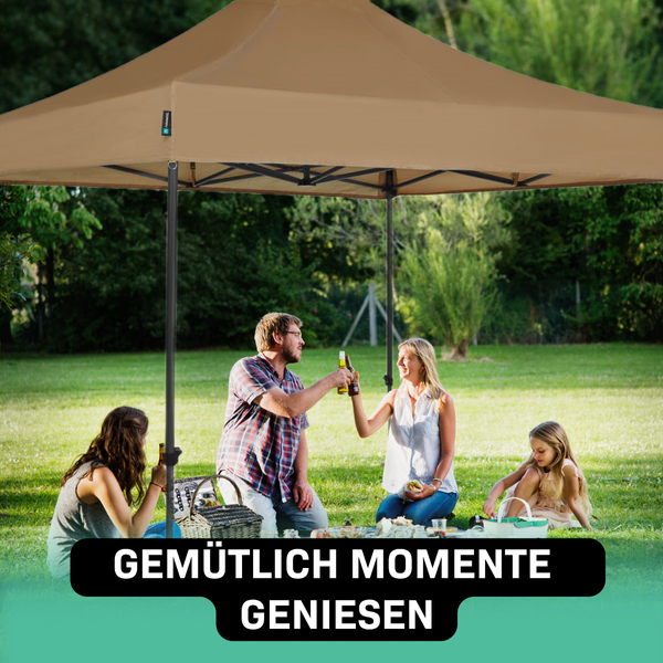 VONROC Pavillon 3x3m wasserdicht stabil - Partyzelt EasyUp System [3Min Aufbau] Popup Faltpavillon modular erweiterbar als Festival Zelt, Gartenpavillon