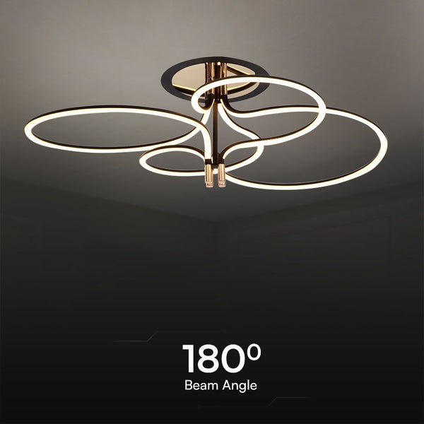 Deckenleuchte mit LED-Ringen und einem Abstrahlwinkel von 180 Grad